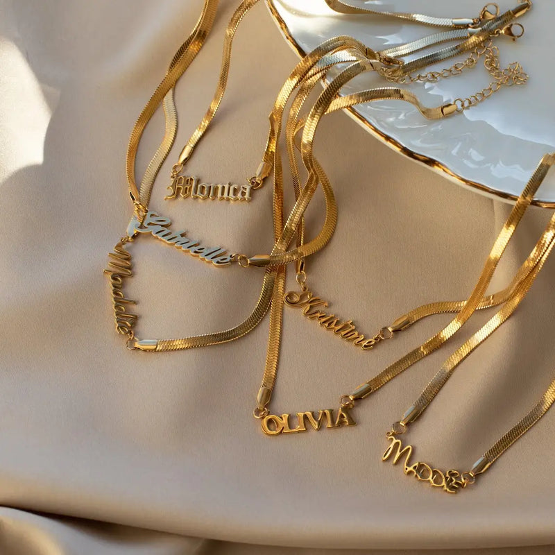 Personalized Name Snake Chain Flat Boyfriend Girlfriend Gift