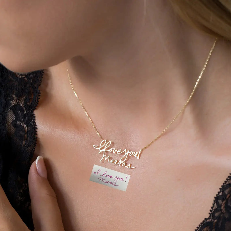 Handwriting Necklace Personalized Stainless Steel Necklace