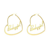 Women's Stainless Steel Heart Nameplate Earrings