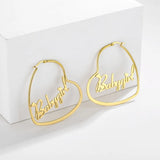 Women's Stainless Steel Heart Nameplate Earrings