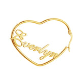 Personalized Name Heart Earrings Stainless Steel Dangler Earring