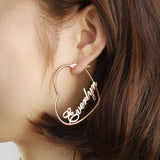 Personalized Name Heart Earrings Stainless Steel Dangler Earring