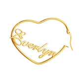 Personalized Name Heart Earrings Stainless Steel Dangler Earring