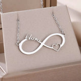Custom Name Heart Infinity Necklace For Women Stainless Steel