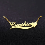 Personalized Name Heart Necklace Stainless Steel Chain Jewelry