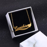 Personalized Name Heart Necklace Stainless Steel Chain Jewelry