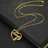 Heart Necklace Stainless Steel Name Leaf Pendant Choker