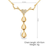 Heart Necklace with Gold Antlers Engraved Pendant Family Name Necklace