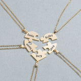 Personalized Heart Puzzle Necklace with Engraved Family Names