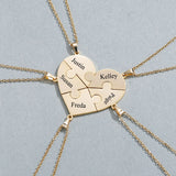 Personalized Heart Puzzle Necklace with Engraved Family Names