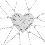 Personalized Heart Puzzle Necklace with Engraved Family Names
