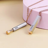 Hidden Message Necklace Engraved Bar Stainless Steel Necklace
