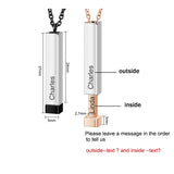 Hidden Message Necklace Engraved Bar Stainless Steel Necklace