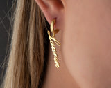 Personalized Name Earrings for Women, Dangle Hoop Name Jewelry