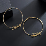 Large Hoops Earrings in Gold, Rose and Silver, 70mm Name Earrings