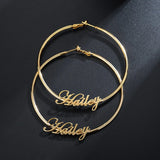 Large Hoops Earrings in Gold, Rose and Silver, 70mm Name Earrings
