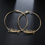 Large Hoops Earrings in Gold, Rose and Silver, 70mm Name Earrings