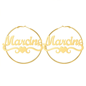 Personalized Stainless Steel Heart Name Hoop Earrings