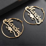 Personalized Stainless Steel Heart Name Hoop Earrings