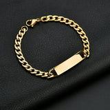 Engraved Stainless Steel ID Bracelet for Men - Personalized Name Bar Jewelry