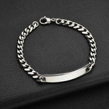 Engraved Stainless Steel ID Bracelet for Men - Personalized Name Bar Jewelry
