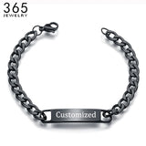Engraved Stainless Steel ID Bracelet for Men - Personalized Name Bar Jewelry