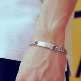 Engraved Stainless Steel ID Bracelet for Men - Personalized Name Bar Jewelry