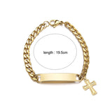 Men's Stainless Steel Bar Chain Bracelet Engraved Name Party Pendant Jewelry