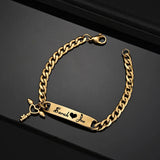 Men's Stainless Steel Bar Chain Bracelet Engraved Name Party Pendant Jewelry