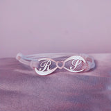 Stainless Steel Initials Letter Adjustable Rope Bangle Charm Bracelet