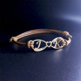 Stainless Steel Initials Letter Adjustable Rope Bangle Charm Bracelet
