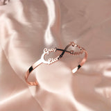 Infinity Bangle Personalized Stainless Steel Open Adjustable Bracelet