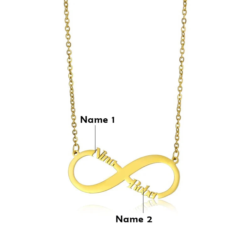 Infinity Necklace Golden Stainless Steel Personalized Pendant Necklace Jewelry