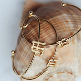 Initials Bracelet Stainless Steel Old English Font Letter Cuff for Women