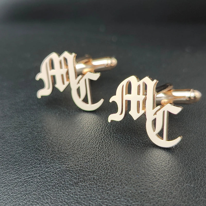 Name Initials Cufflinks Men Personalized Stainless Steel Letters Cuff link