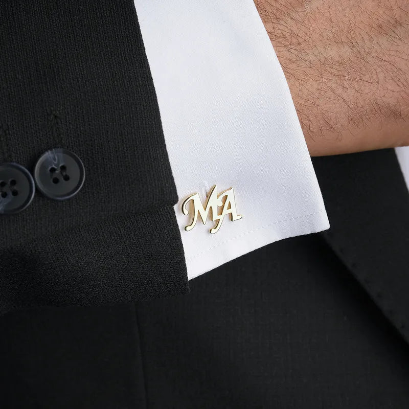 Name Initials Cufflinks Personalized Letters Logo Suit Shirt Cuff Links