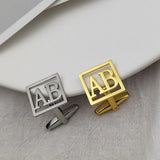 Men's Stainless Steel A-Z Initials Cufflinks - Wedding Cuff Links Gift