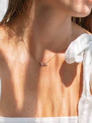 Initials Necklace-Pav? Letter Necklace-Zirconia Personalized Jewelry