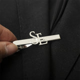 Initials Tie Clip Men's Personalize Stainless Steel Letters Tie Clip