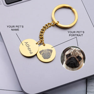 Personalized Stainless Steel Pet Photo Keychain