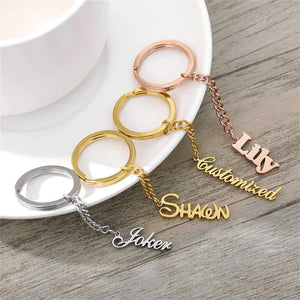 Personalized Vertical Nameplate Keychain Stainless Steel