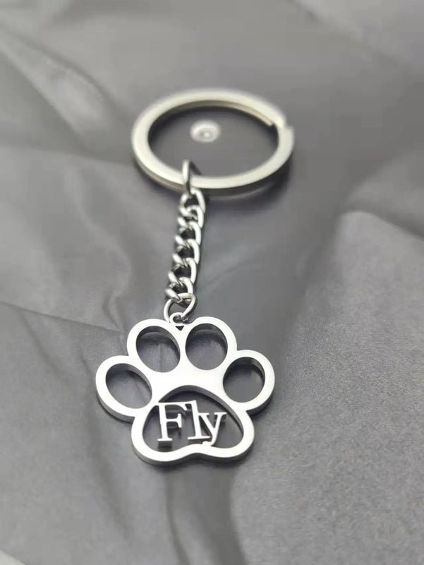 Dog Paw Silver Keychain Stainless Steel Car Key Pendant