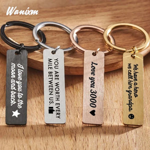 Personalized Stainless Steel Name Keychain Date Car Key Ring