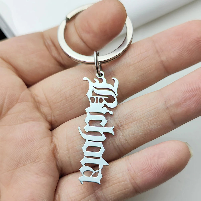 Personalized Old English Stainless Steel Name Keychains
