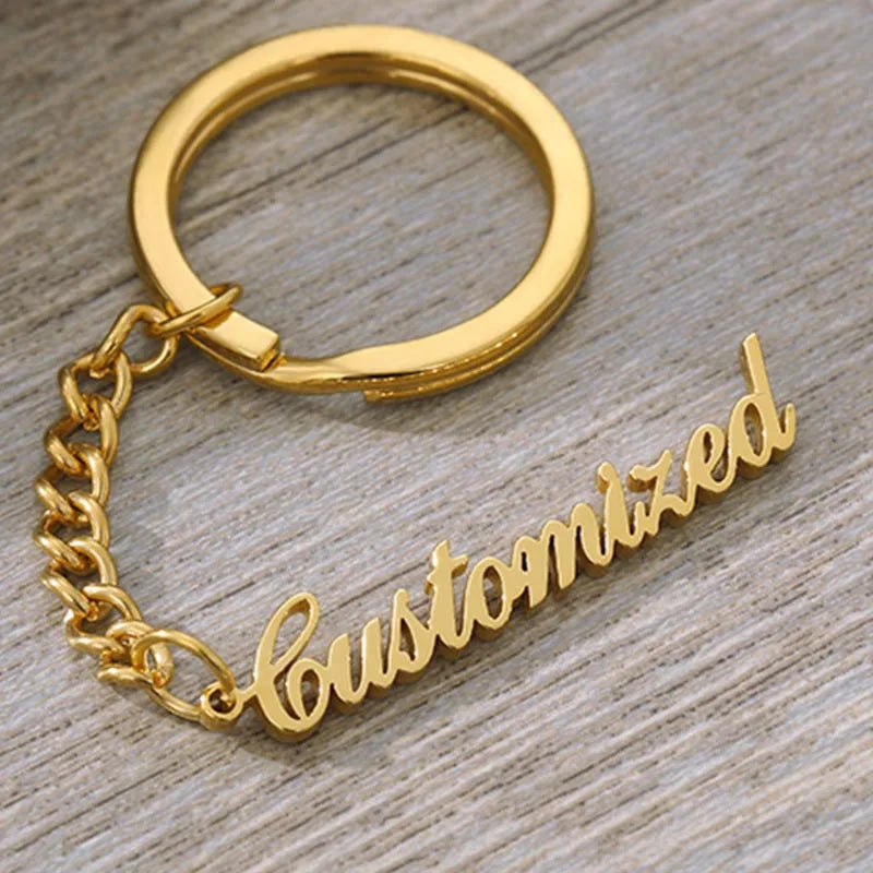 Old English Font Name Key Chain For Women Men Jewelry Bag Charm