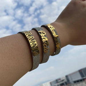 Personalized Stainless Steel Name Bangle Bracelet for Women