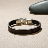Personalized Leather Bracelet for Men Stainless Steel Couple Bangle