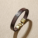 Personalized Leather Bracelet for Men Stainless Steel Couple Bangle