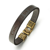 Personalized Leather Bracelet for Men Stainless Steel Couple Bangle