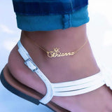 Leg Chain Nameplate Ankle Bracelet Cheville Anklet Initial Foot Jewelry bff
